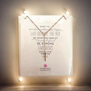 🆕💕DOGEARED Gold Bar Lariat "Y" Necklace Sterling Silver • 16 Inches • NWT